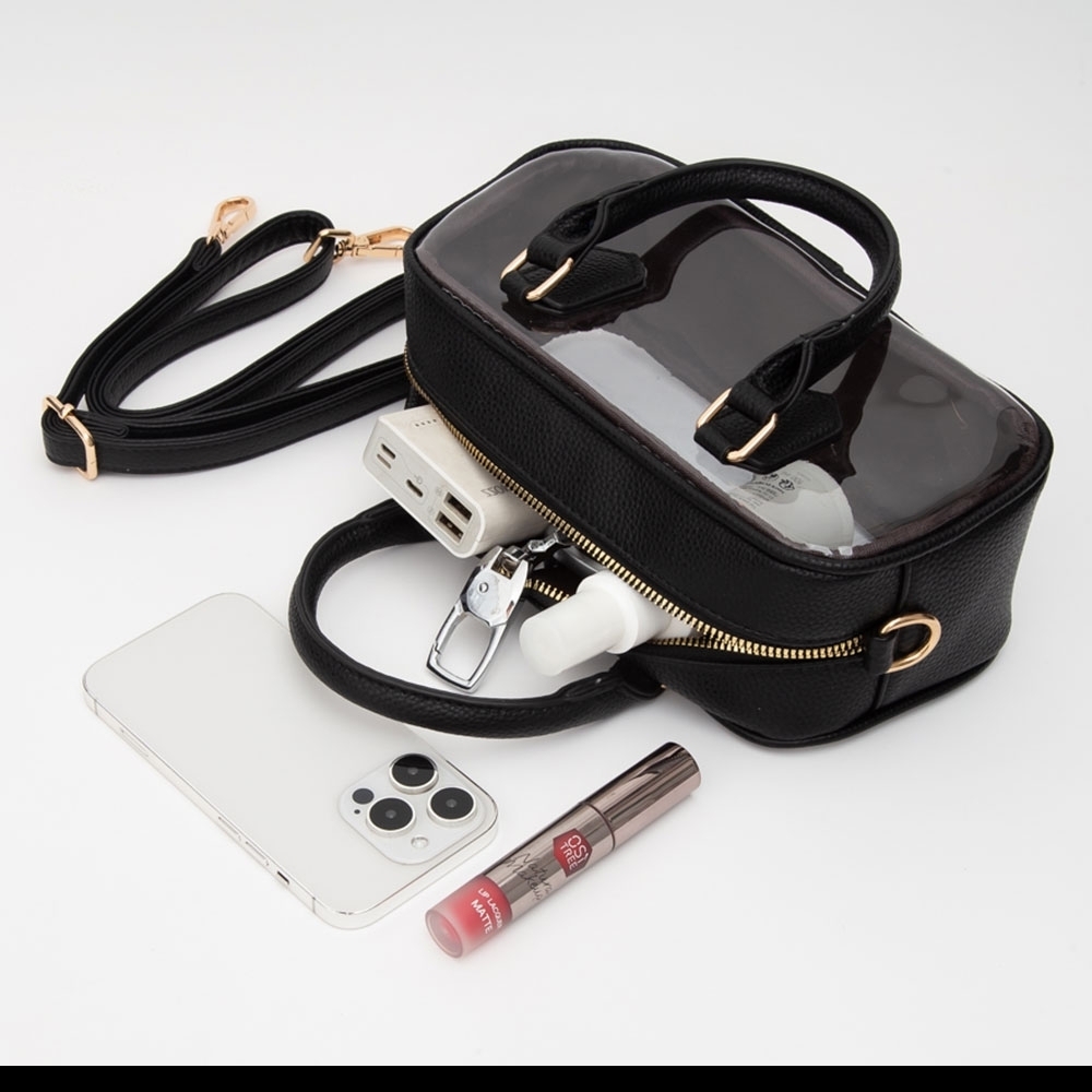 White Handle Structured Transparent Clear Handbag… - image 2